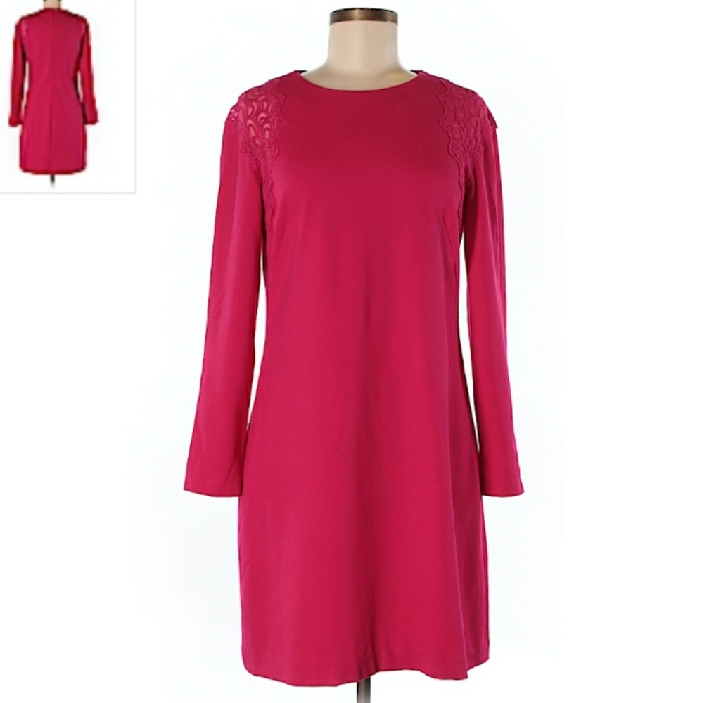 Designer Magenta Long Sleeve Dress, size 8